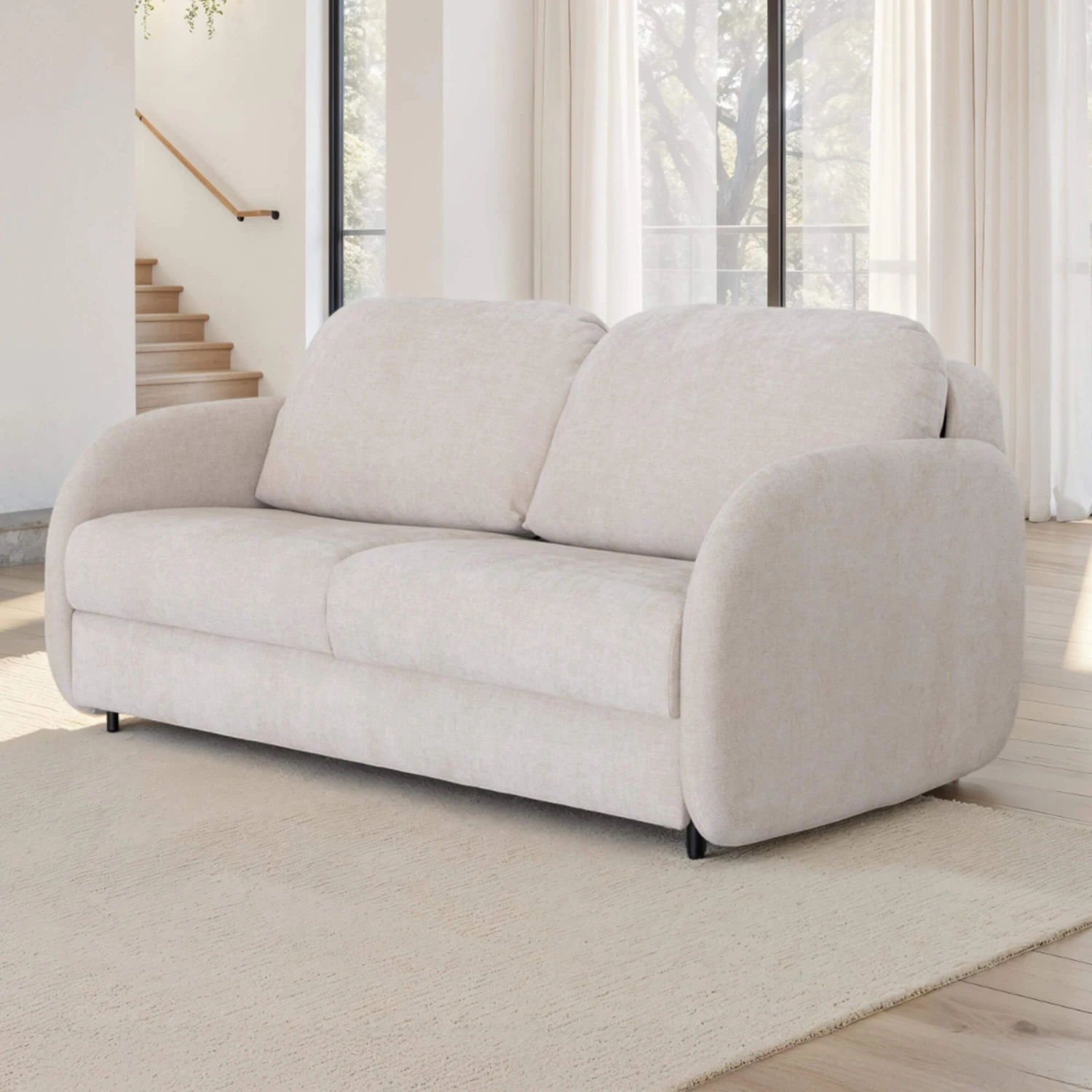Bopy Cream Fabric 3 Seater Sofa Bed 1 Bopy Cream Fabric 3 Seater Sofa Bed
