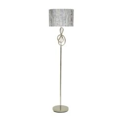 Gold G-Clef Metal Floor Lamp With Abstract Grey Shade