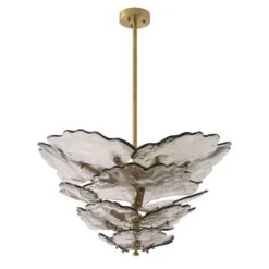 Eichholtz Florina Antique Brass & Smoked Glass 9 Light Chandelier