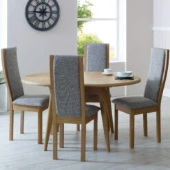 Stockholm Light Oak 105cm Compact Round Extending Dining Table -Housing Units Furniture Store e86065bb7664c50e351c80611b0ec6a9