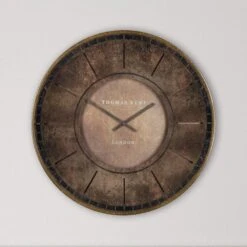 Thomas Kent Florentine Brown Leather Wall Clock