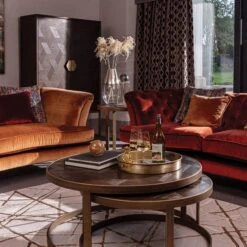 Olivia James Hemingway Mahogany Oak & Gold Nest Of 2 Coffee Tables -Housing Units Furniture Store e94c889148f38652bc5bdb35753cfd9d