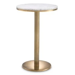 Eichholtz Tavolara White Marble And Vintage Brass Side Table