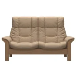 Stressless Buckingham 2 Seater Recliner Sofa In Paloma Beige & Oak – Quickship