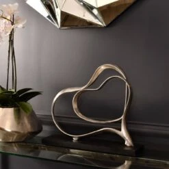 Libra Abstract Double Heart Aluminium Sculpture