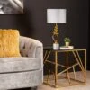Gold Knot Table Lamp With White Linen Shade
