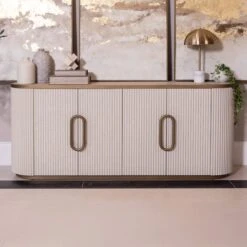 Serenity White Reeded 4 Door Sideboard