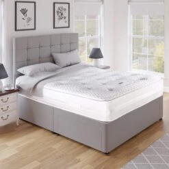 Royal Comfort Silver Fabric 2 Drawer Kingsize Divan Bed