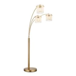Icelle Matt Gold & Opal Fade Glass Rods 3 Light Floor Lamp