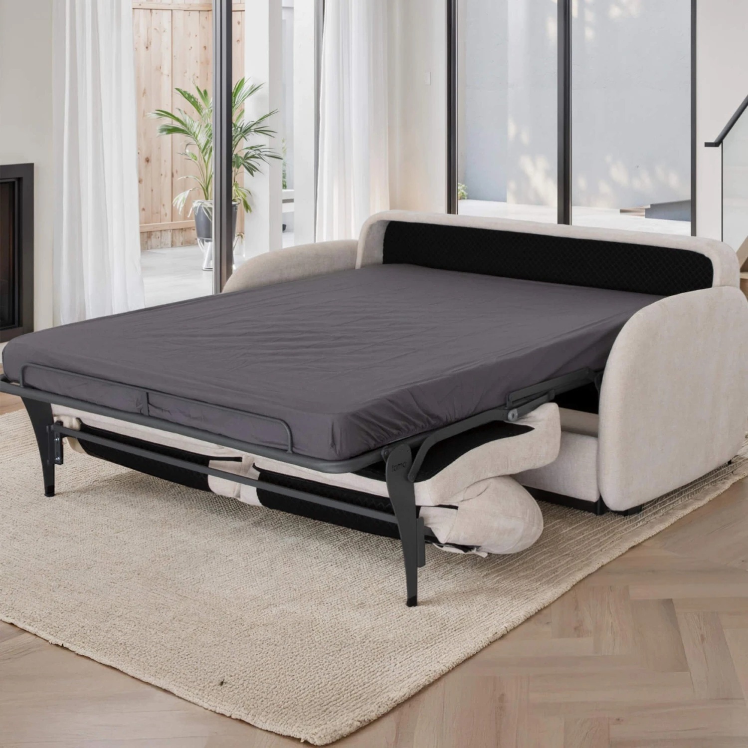 Bopy Cream Fabric 3 Seater Sofa Bed 2 Bopy Cream Fabric 3 Seater Sofa Bed - Image 2