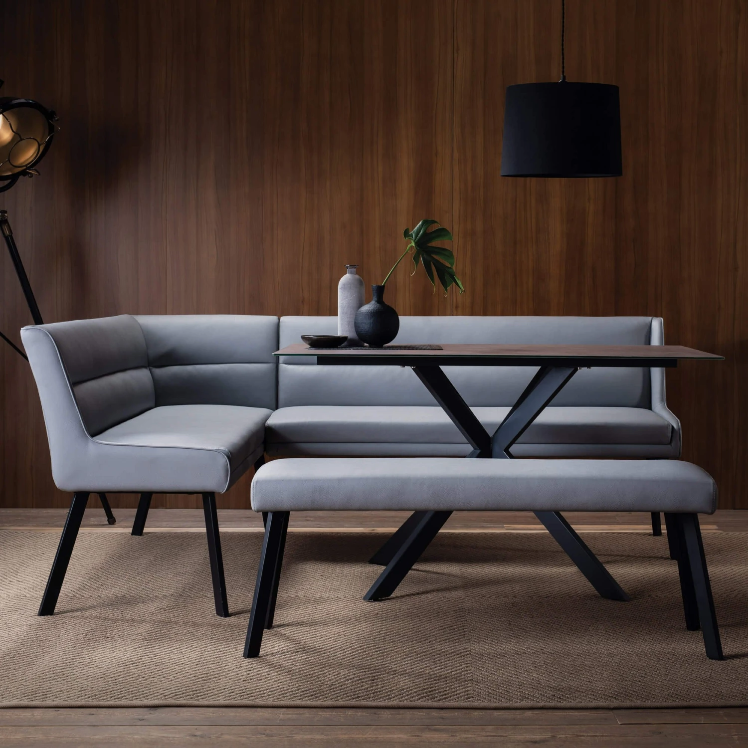 Deco 135cm Dark Grey Ceramic-Effect Glass Dining Table 2 Deco 135cm Dark Grey Ceramic-Effect Glass Dining Table - Image 2