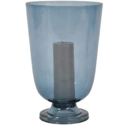 Grace Medium Sky Blue Glass Hurricane