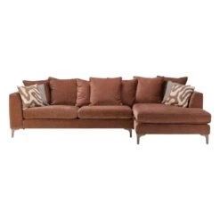 Miranda Dusky Apricot Fabric Large Right Hand Pillow Back Chaise Sofa