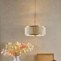 Fenella Gold & Seagrass 5 Light Pendant