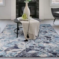 Aurora Foam Metallic Blue 200cm X 290cm Rug