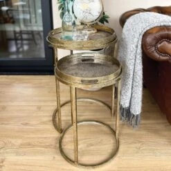 Libra Vienna Atlas Set Of 2 Side Tables In Antique Gold -Housing Units Furniture Store f31d9e447ac82e3b417871348d0b4bde