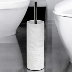 Bianco Ivory White Resin Toilet Brush And Holder