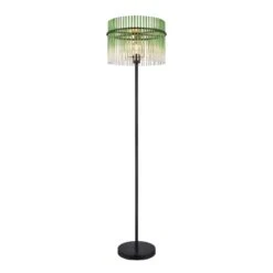 Icelle Matt Black & Green Fade Glass Rods Floor Lamp