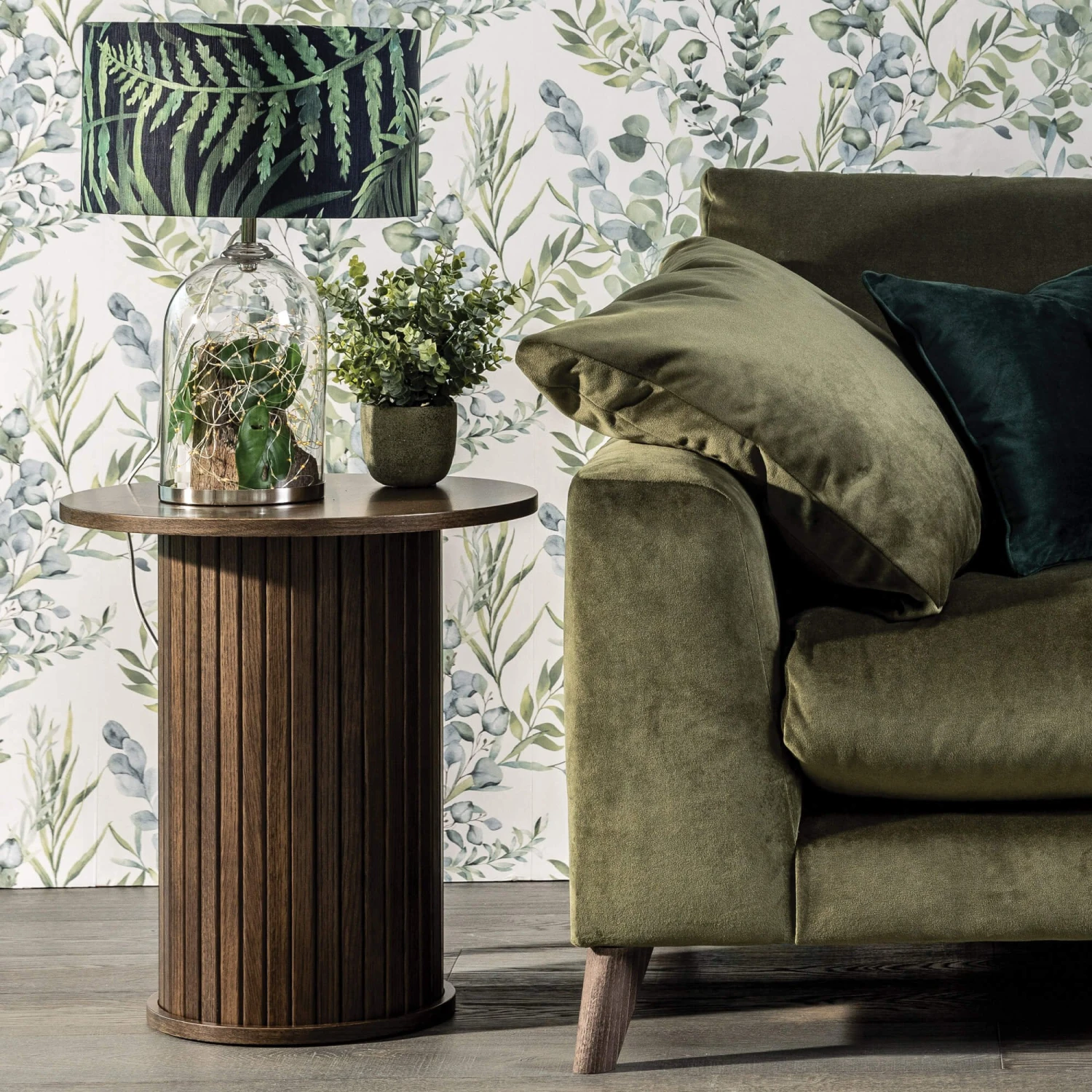 Annika Smoked Oak Slatted Round Side Table 1 Annika Smoked Oak Slatted Round Side Table