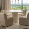 Albana 120cm Round Travertine Effect Dining Table & 4 Comfort Mink Dining Chairs