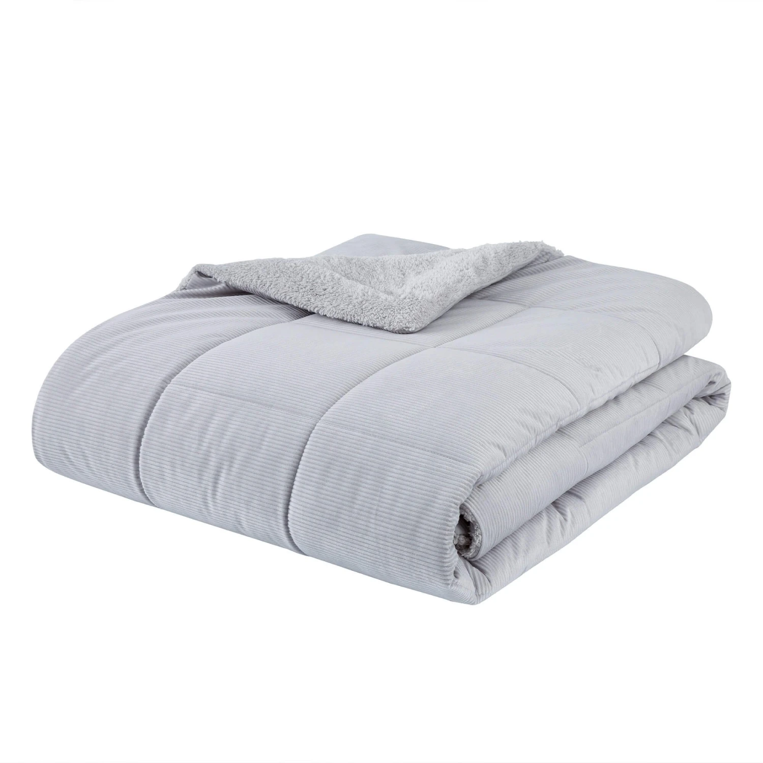 Catherine Lansfield Cosy Cord Silver Coverless Duvet 2 Catherine Lansfield Cosy Cord Silver Coverless Duvet - Image 2