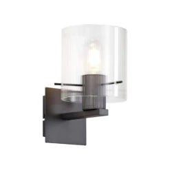 Lino Ribbed Dark Grey & Clear Narrow Line Glass Wall Light -Housing Units Furniture Store f7a0ec600e23cbb060048ac713e3aaaa