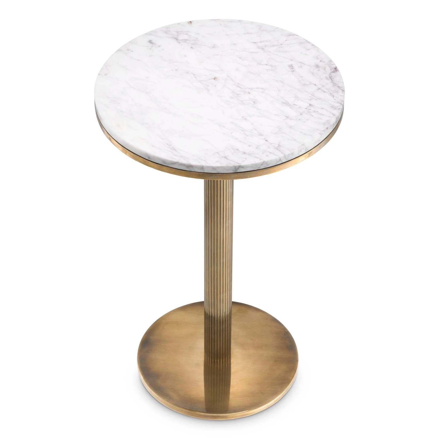 Eichholtz Tavolara White Marble And Vintage Brass Side Table 2 Eichholtz Tavolara White Marble And Vintage Brass Side Table - Image 2