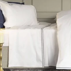 Belledorm Savoy Navy Double Flat Sheet