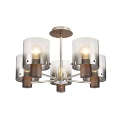 Chelsea Mocha & Smoked 5 Light Semi Flush Ceiling Light -Housing Units Furniture Store f981b09bd1a372b21396290c502ec83f
