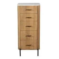Rochelle Mango Wood & Marble 5 Drawer Tall Chest -Housing Units Furniture Store fb33b7516dcb2a1ecaeb545e12cbe296