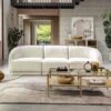 Aarhus Off White Textured Fabric 3 Seater Sofa