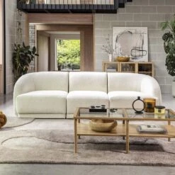 Aarhus Off White Textured Fabric 3 Seater Sofa
