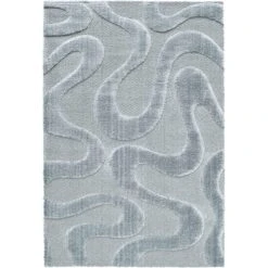 Cleo Wave Blue Textured 133cm X 195cm Rug
