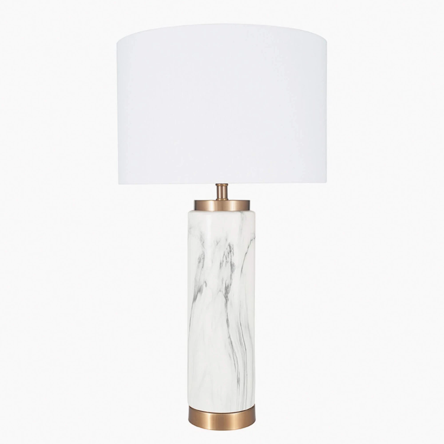 Carrara Tall White Marble Effect And Brass Table Lamp 2 Carrara Tall White Marble Effect And Brass Table Lamp - Image 2