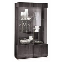 Monza Koto Grey High Gloss 2 Door Display Cabinet