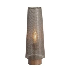 Howie Tall Conical Shear Brown & Dark Wood 52.5cm Table Lamp