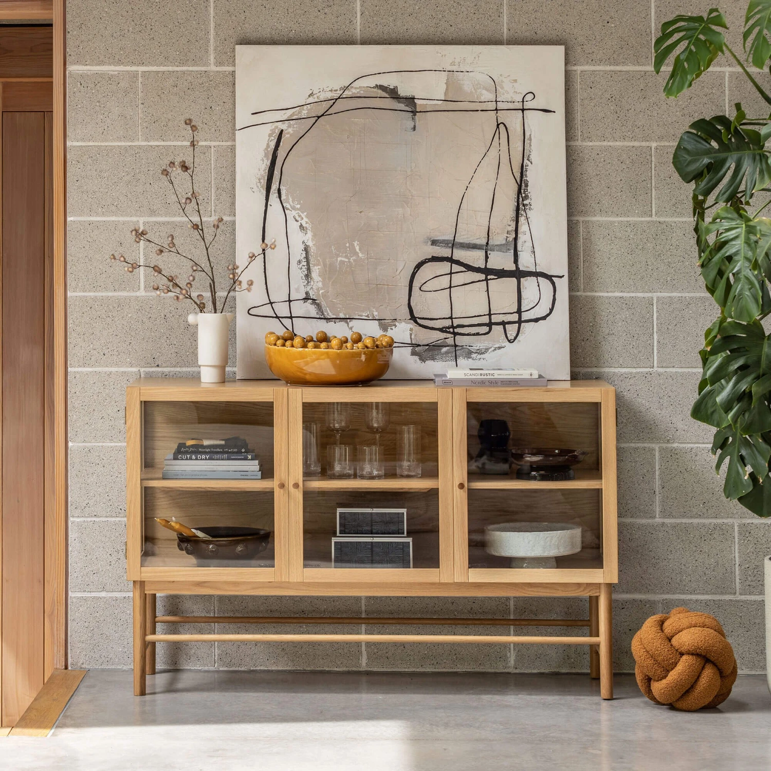 Aarhus Natural Oak And Glass Sideboard 2 Aarhus Natural Oak And Glass Sideboard - Image 2