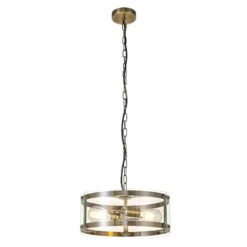 Alonza Antique Brass 2 Light Pendant With Glass Shade