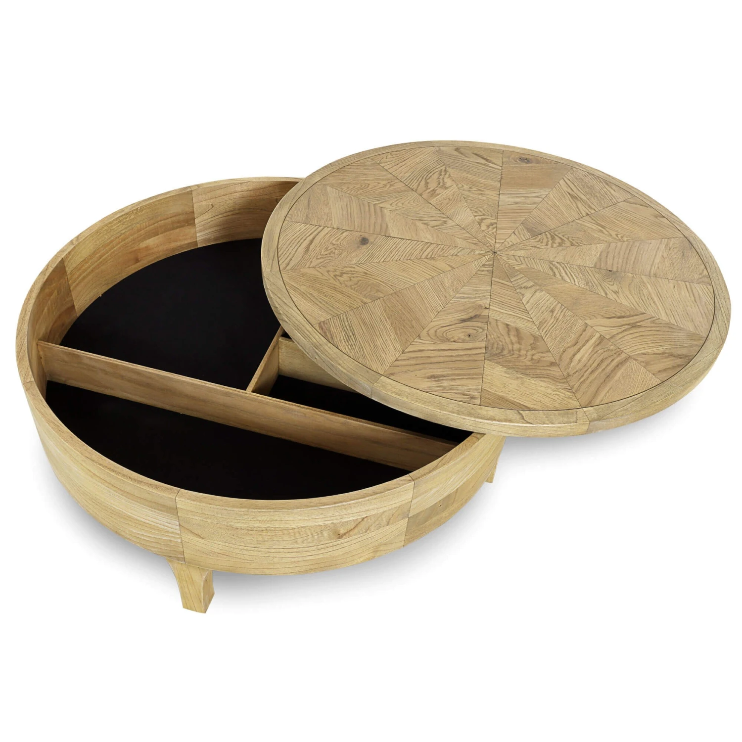 Savannah Round Coffee Table With Storage Reclaimed Oak 1 Savannah Round Coffee Table With Storage Reclaimed Oak